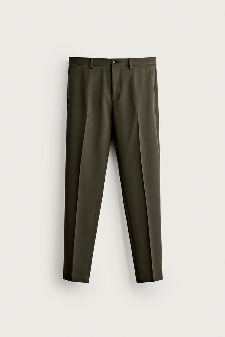STRETCH SUIT PANTS — Dark green