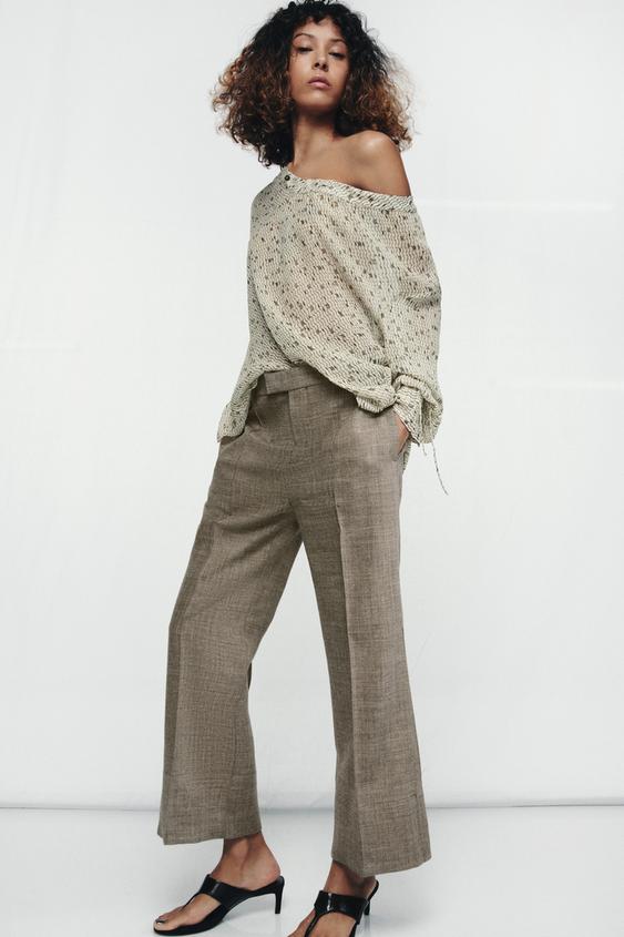 CROPPED WOOL FLARE PANTS ZW COLLECTION