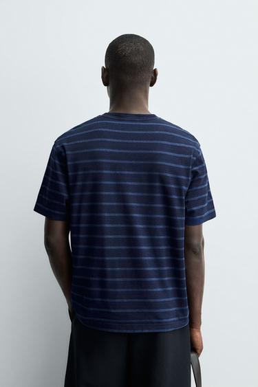 JACQUARD STRIPE T-SHIRT - Blue / Indigo by Zara - Image 2