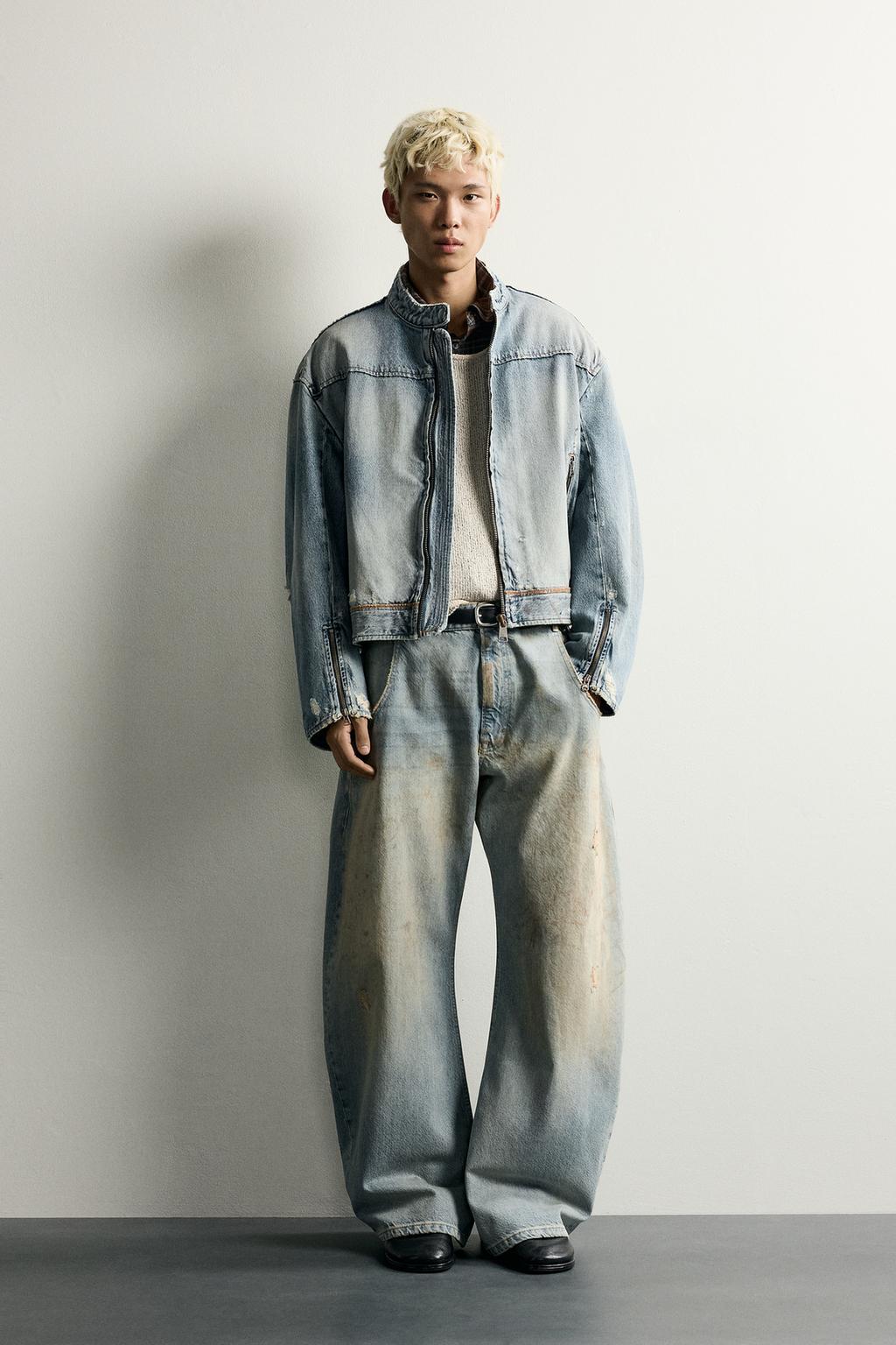 VINTAGE EFFECT LOOSE BARREL FIT JEANS
