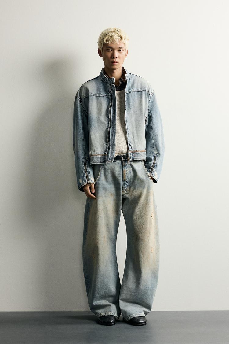 VINTAGE EFFECT LOOSE BARREL FIT JEANS