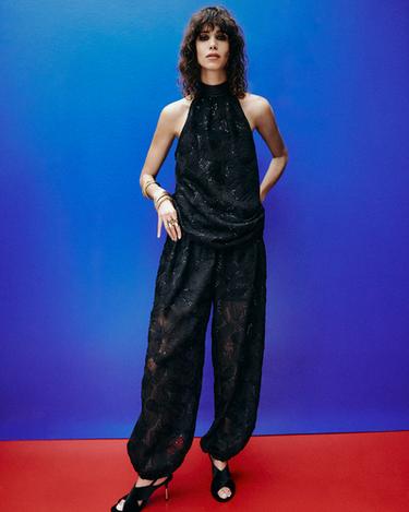 بنطلون بومباشو بترتر - أسود الخاص بـ Zara