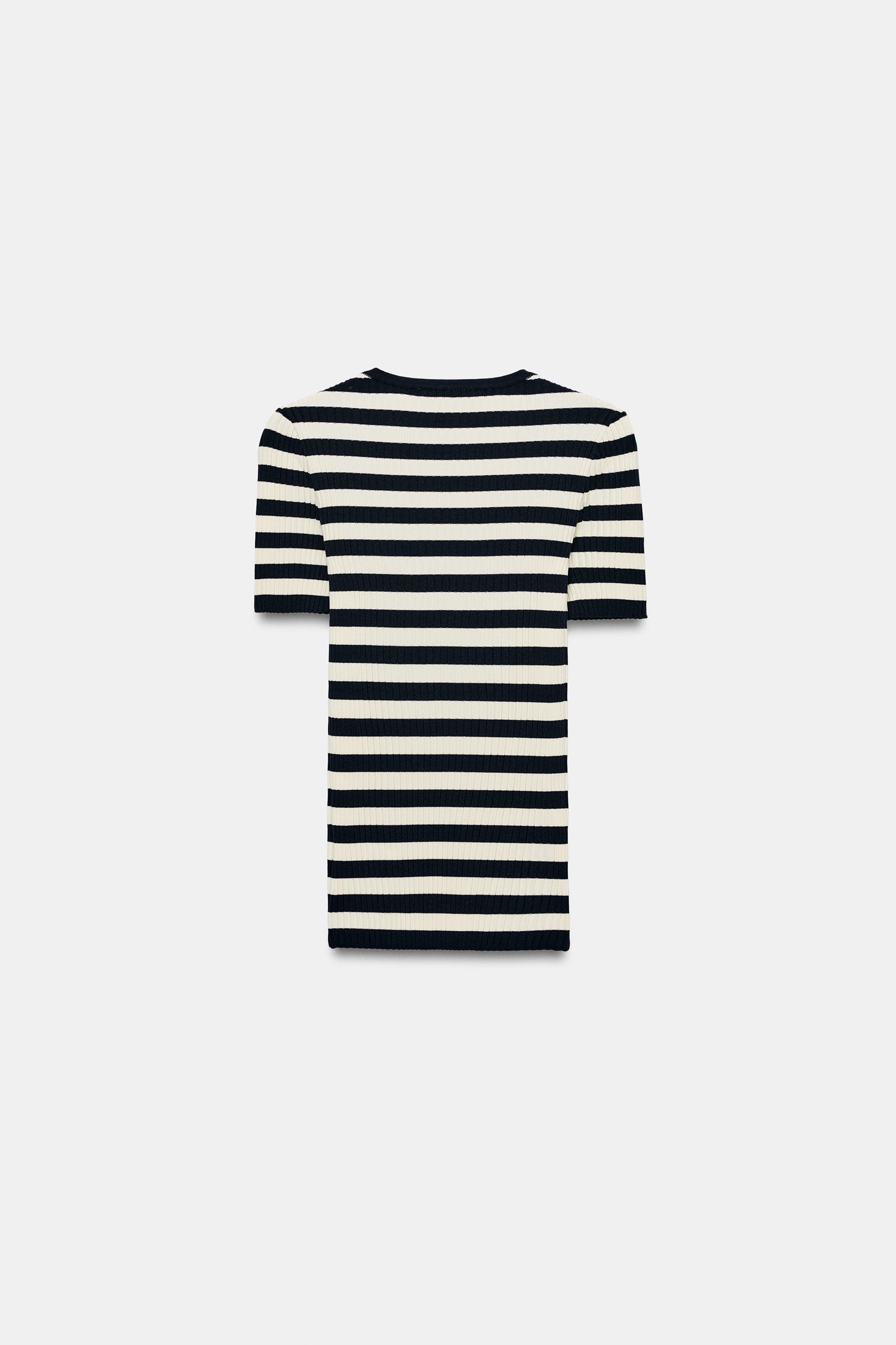 STRIPED RIBBED KNIT TOP