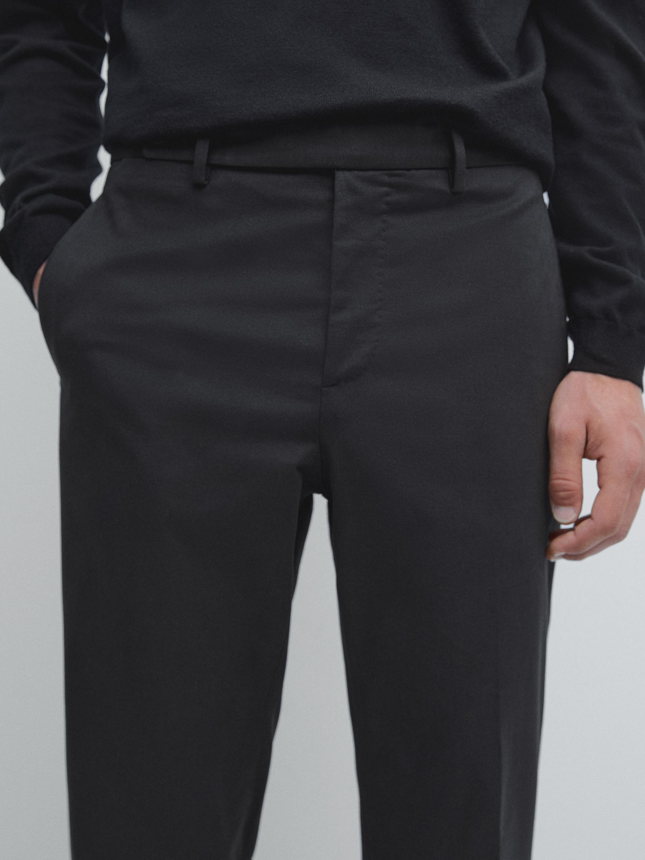 Cotton blend twill trousers