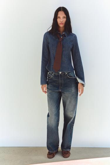 JEANS TRF RELAXED OVERSIZE TAPERED TIRO ALTO - Marino de Zara