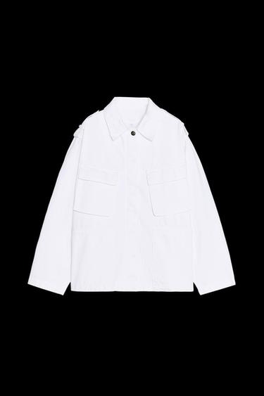 TRF DENIM JACKET WITH POCKETS - Oyster-white by Zara - Image 0