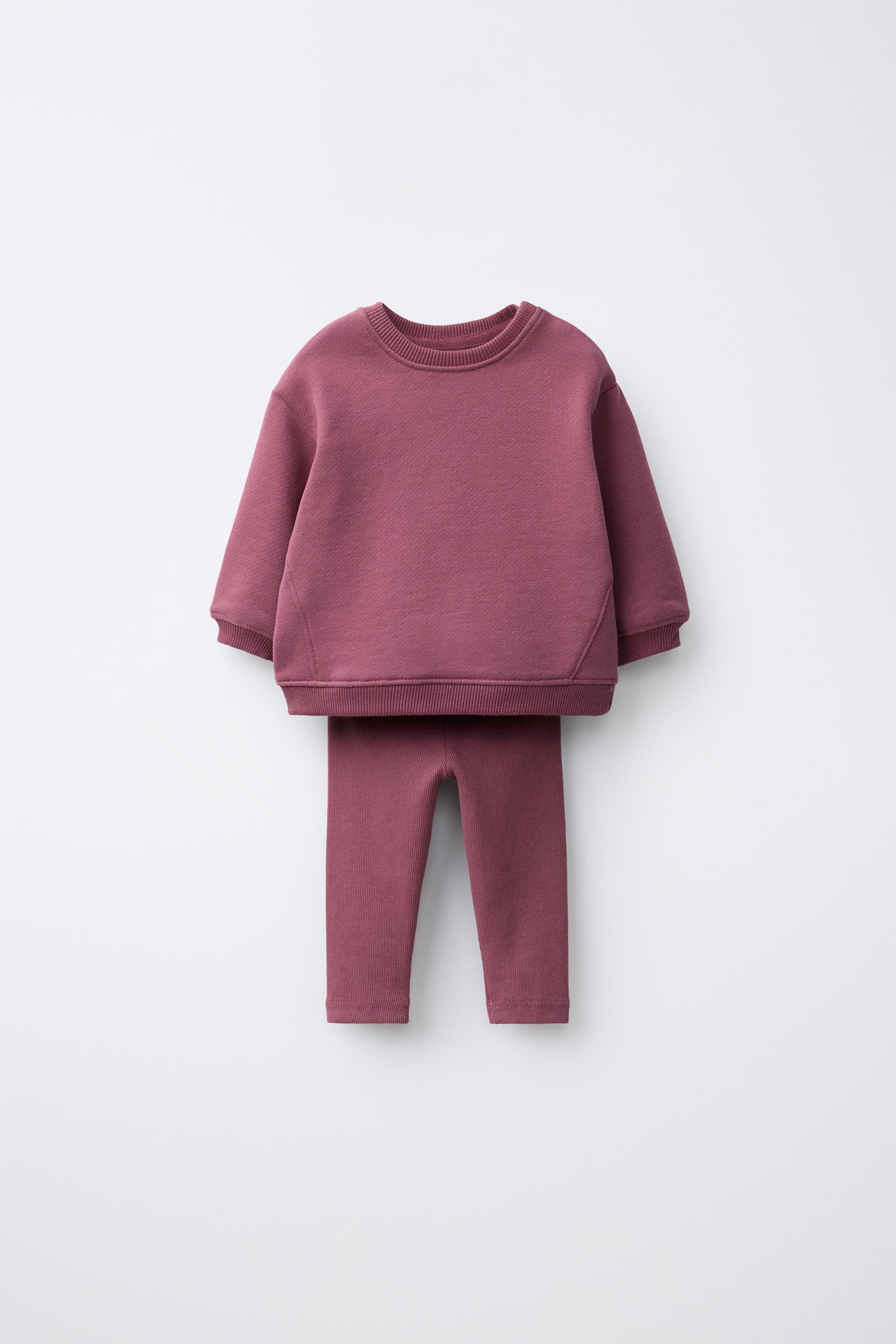LABEL SWEATSHIRT AND PLAIN LEGGING SET — Dark burgundy