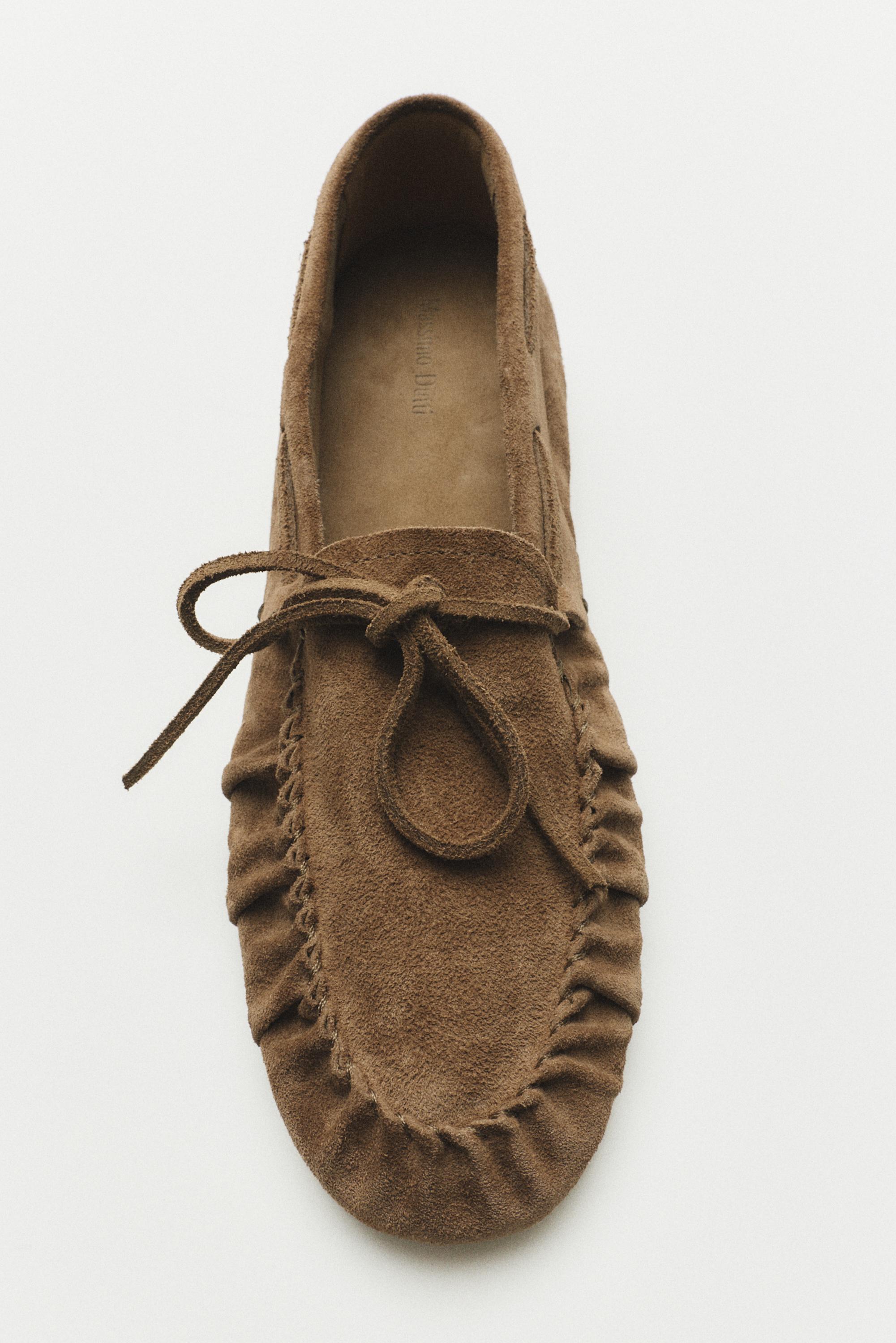 Soft leather loafers with gathered detail — 1-712