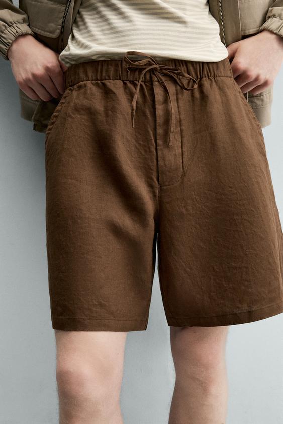 Bermudy relaxed fit 100% lnu