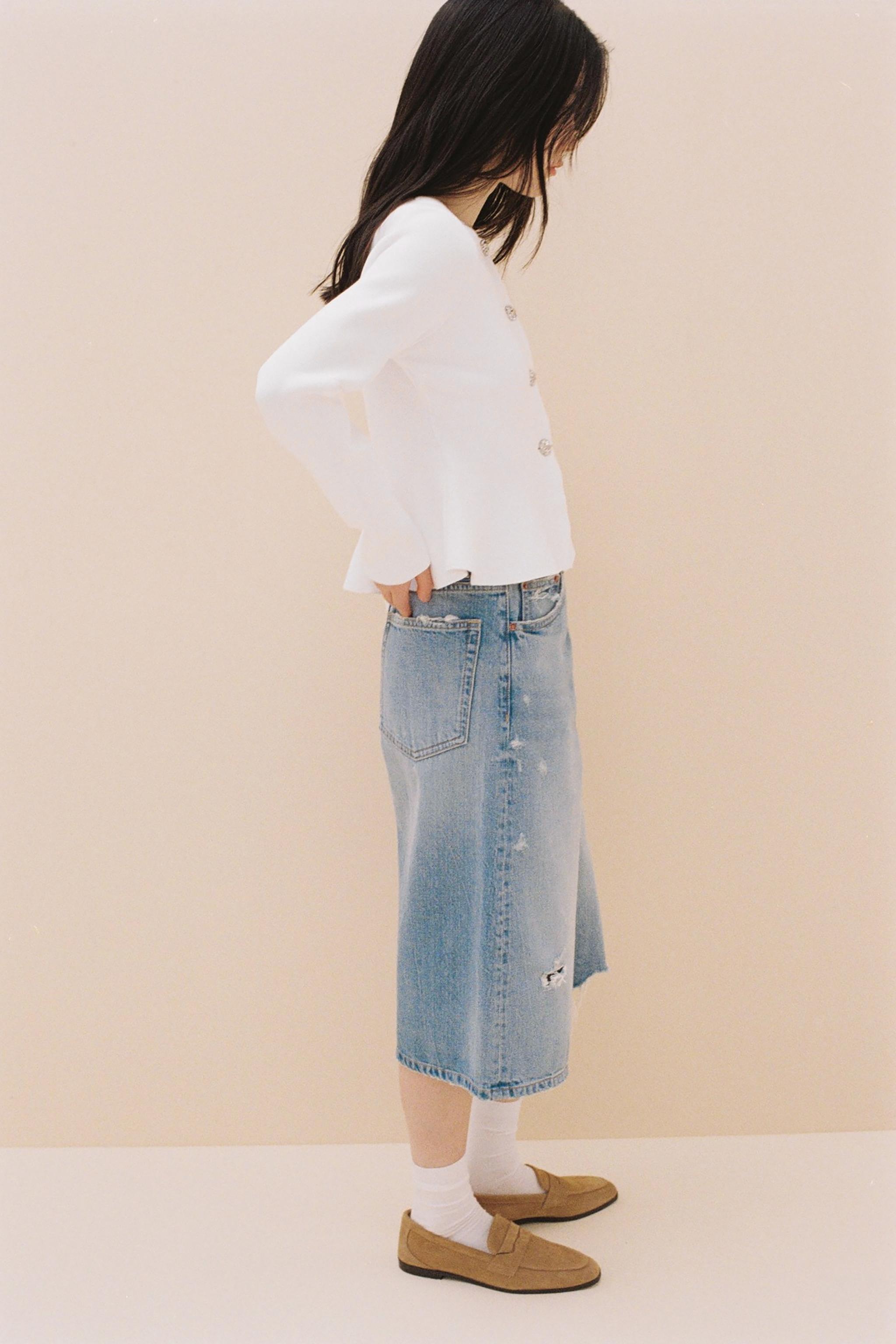 ペプラムファインニットジャケット　ZARA ペプラムファインニットジャケット - ホワイト | ZARA Japan / 日本