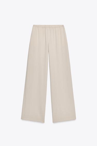 Zara FLOWY WIDE LEG PANTS - Sand
