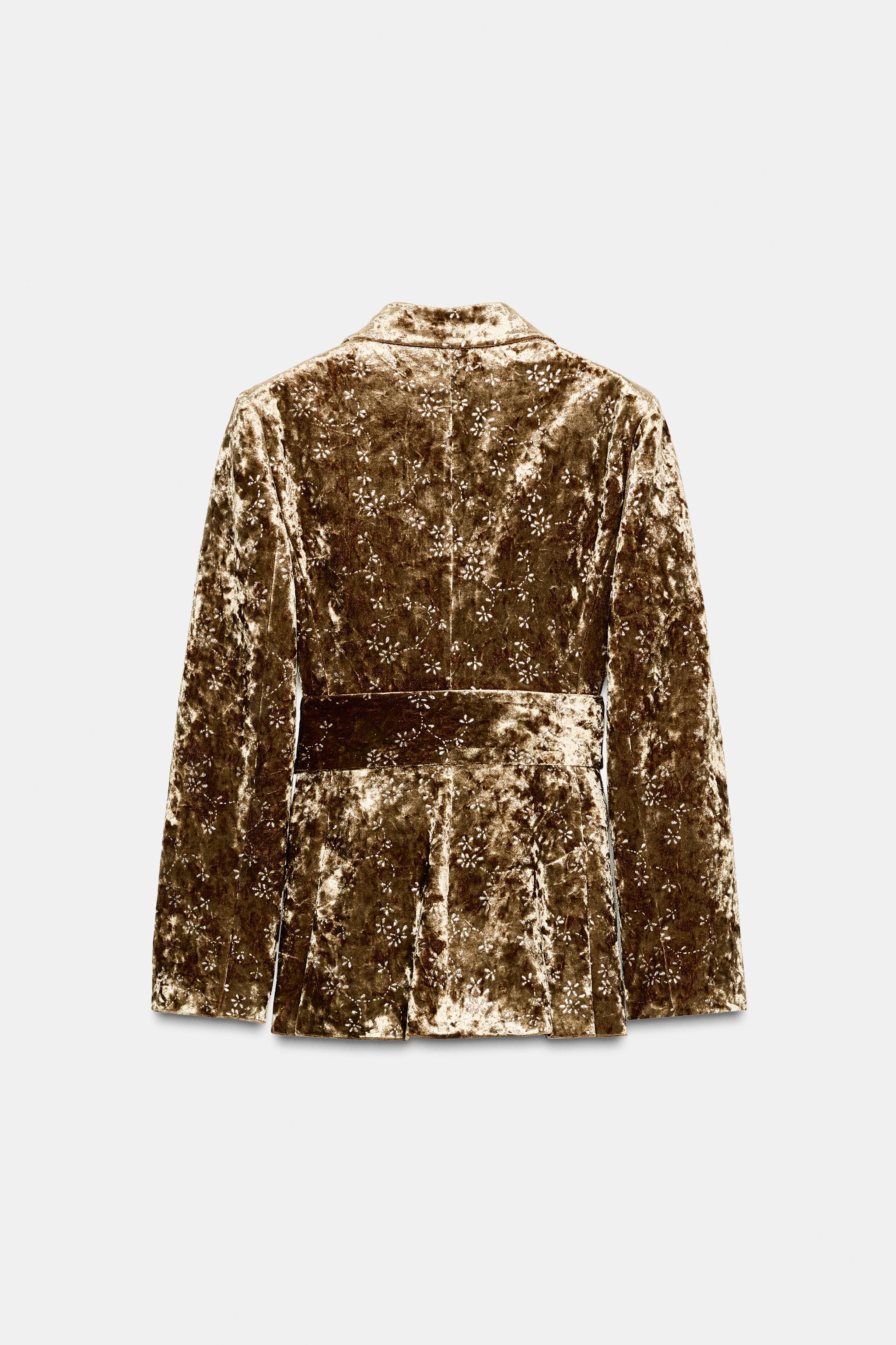 METALLIC THREAD VELVET BLAZER WITH BELT