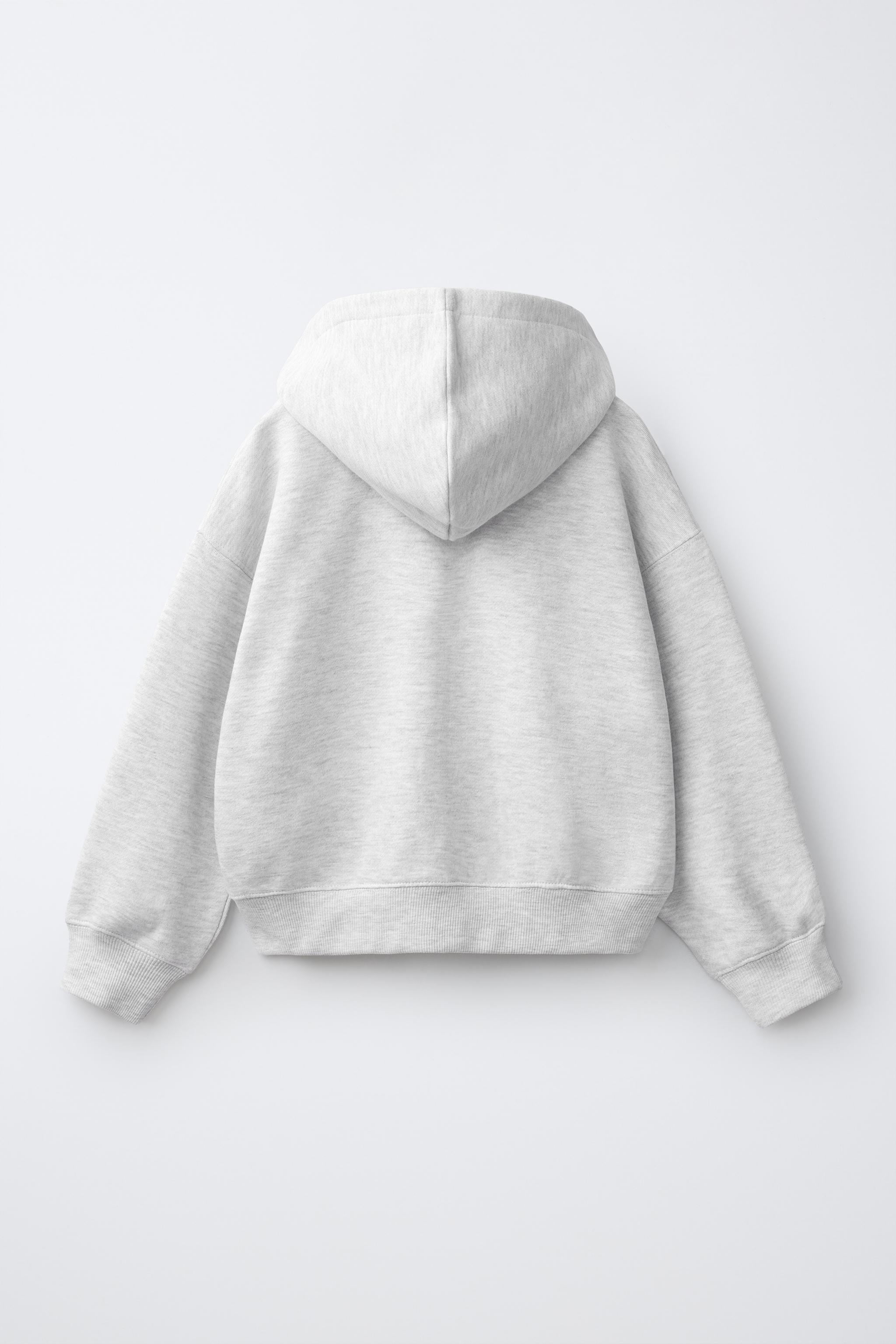 FLEECE ZIP SWEATSHIRT — Gray marl