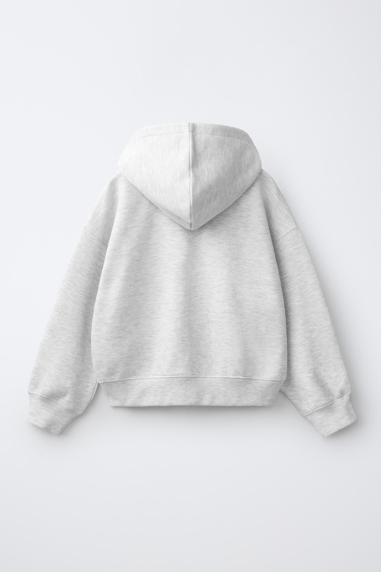 PLUSH ZIP SWEATSHIRT — Gray marl