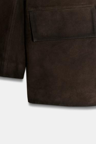 ZW COLLECTION LIMITED EDITION 100% SUEDE LEATHER BLAZER - Chocolate by Zara - Image 11