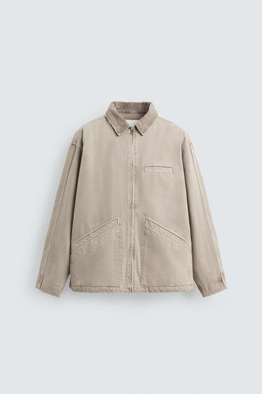 CAZADORA DENIM CUELLO COMBINADO - Rosa tiza de Zara