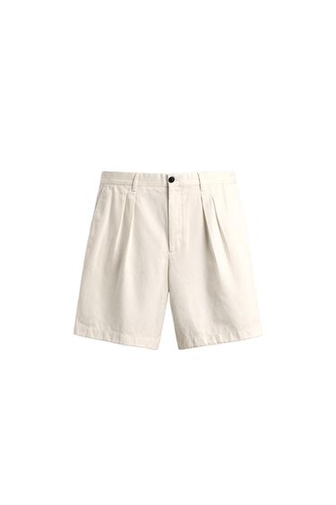 BERMUDA RELAXED FIT PLIEGUES AARON LEVINE X ZARA - Blanco roto de Zara