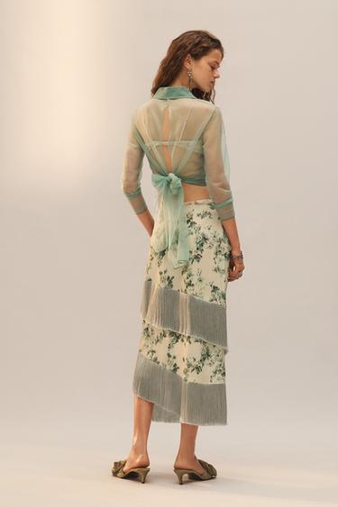 LIMITED EDITION SEMI-SHEER KNIT POLO SHIRT - Sea green by Zara