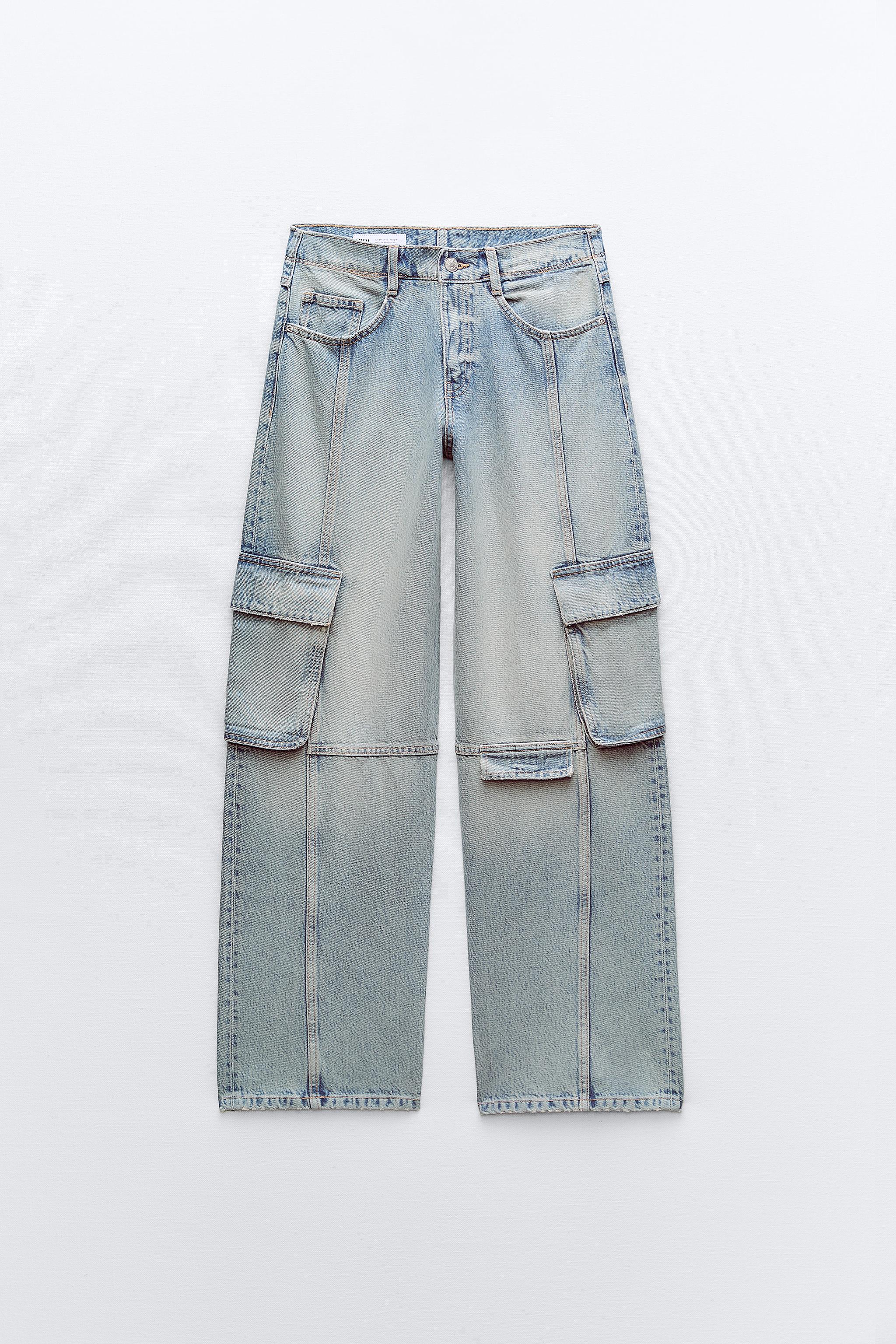 MID-RISE TRF CARGO JEANS - Light blue