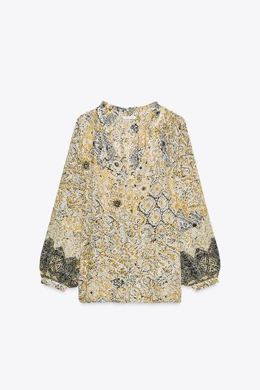 PRINTED BLOUSE WITH METALLIC THREAD - Printed by Zara