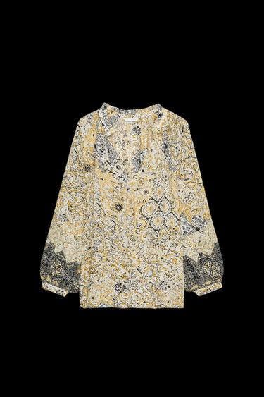 PRINTED BLOUSE WITH METALLIC THREAD - Printed by Zara