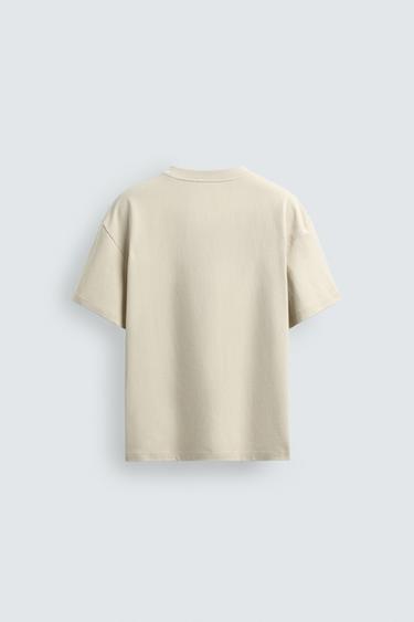 T-SHIRT RELAXED FIT INTERLOCK - Blanc cassé de Zara - Image 7