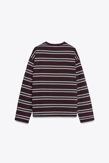 GESTREIFTES T-SHIRT MIT STICKEREI - Gestreift von Zara