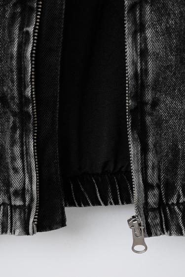 DENIM BOMBER JACKET - Black by Zara - Image 4