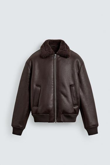 DOUBLE-FACED LEATHER EFFECT JACKET - Burgundy by Zara
