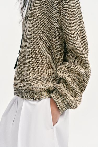 METALLIC THREAD KNIT JUMPER - Black gold by Zara - Image 4
