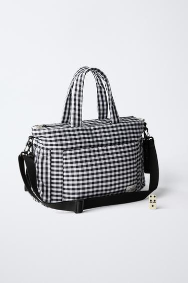 SAC MATERNITÉ À CARREAUX - Noir de Zara - Image 5