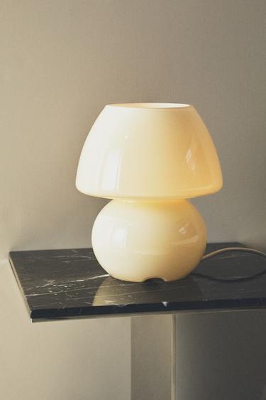 Zara GLASS TABLE LAMP - Ecru
