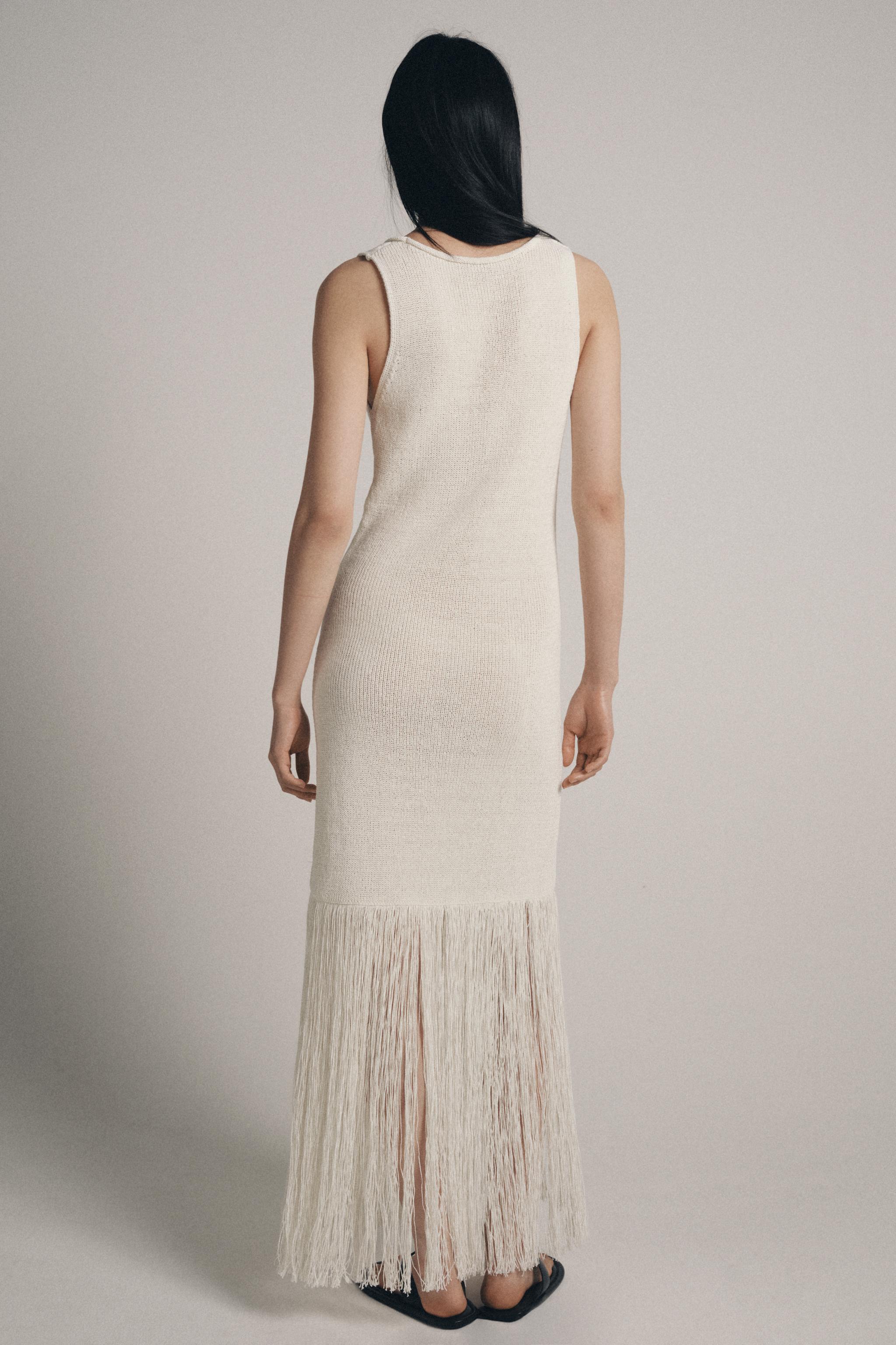 FRINGED KNIT DRESS