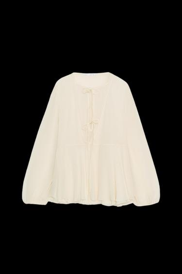 BLUSA VOLANTES ZW COLLECTION - Crudo de Zara - Imagen 0