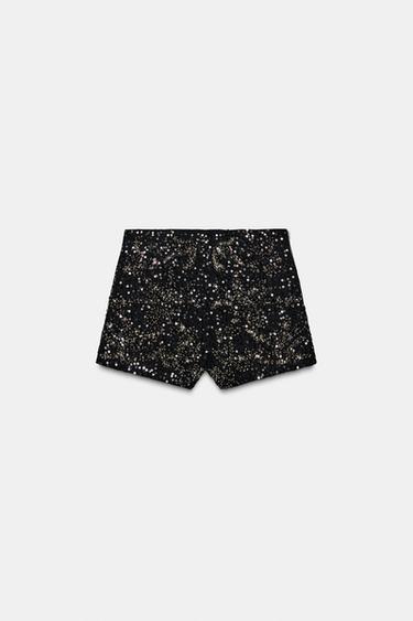 SEQUIN SHORTS - Black / Silver by Zara