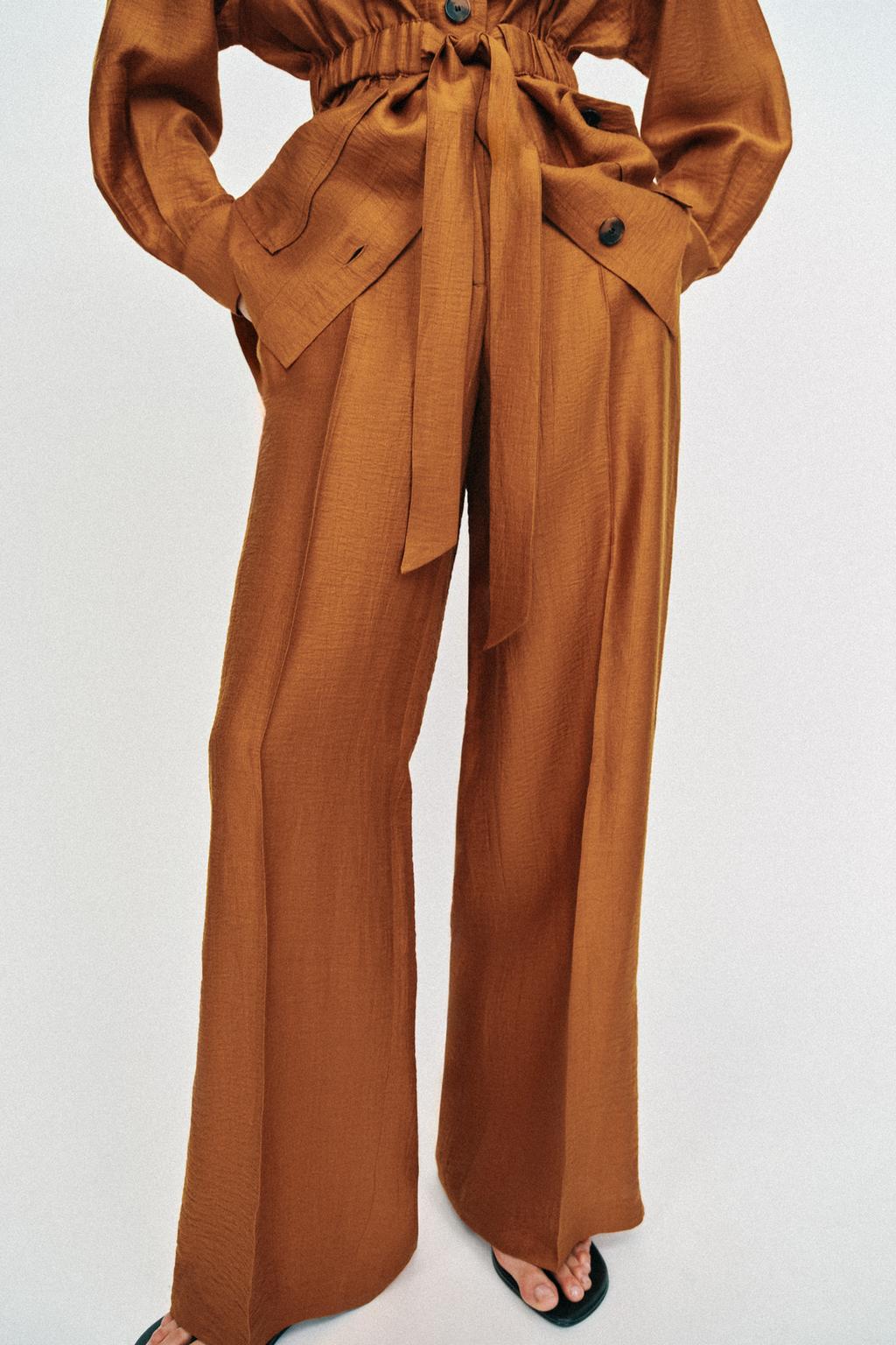 FLOWY LINEN BLEND PANTS WITH SLITS - image 2