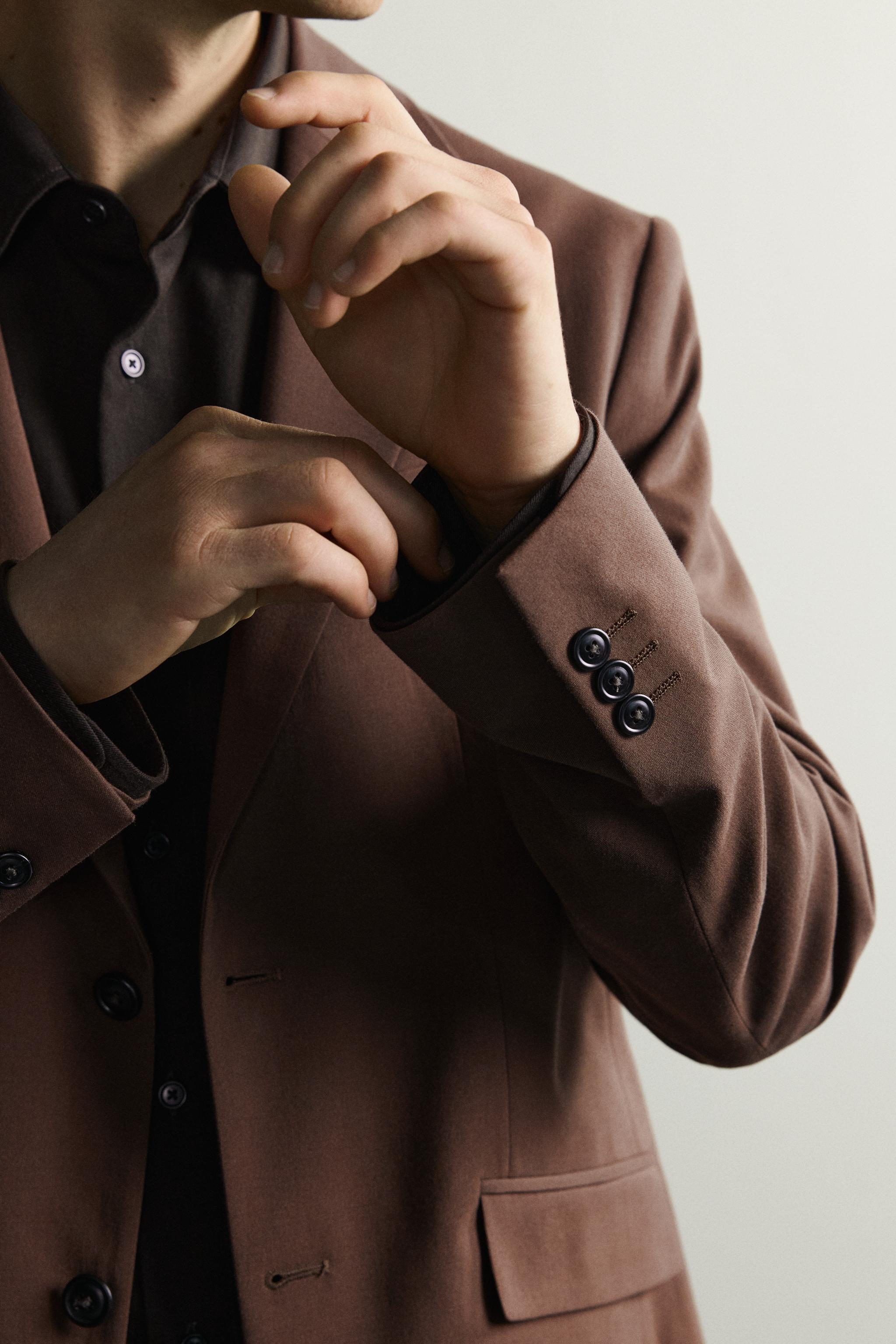 Мужские пиджаки Zara REGULAR FIT SUIT BLAZER — фото 7