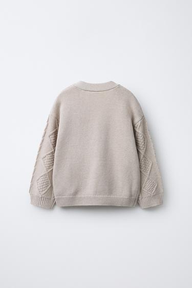 GILET EN MAILLE AVEC CHEVAUX BRODÉS - Écru de Zara - Image 1