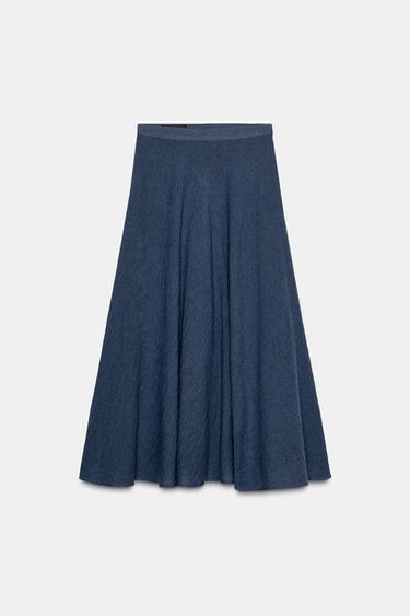 LAYERED MIDI SKIRT - Blue by Zara