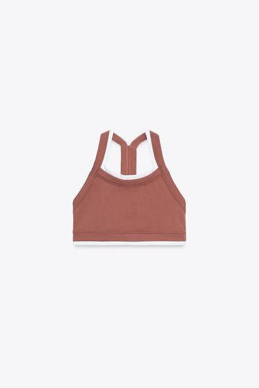 TOP DE SPORT EFFET DOUBLE - Rose moyen de Zara - Image 5
