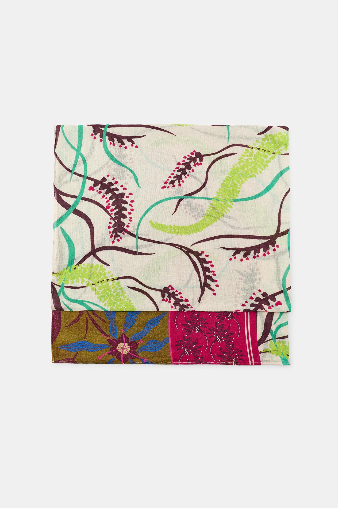 Женский шарф Zara Linen Blend Printed, цвет: Разноцветный — фото 3