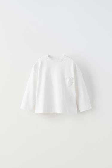 T-SHIRT WITH HEART POCKET - White by Zara