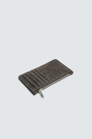 LEATHER CARD HOLDER - Grey by Zara - Image 1