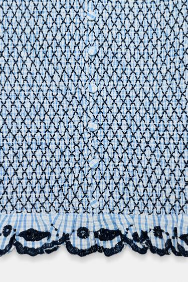 TOP NID D'ABEILLE À CARREAUX - Bleu / Blanc de Zara - Image 6