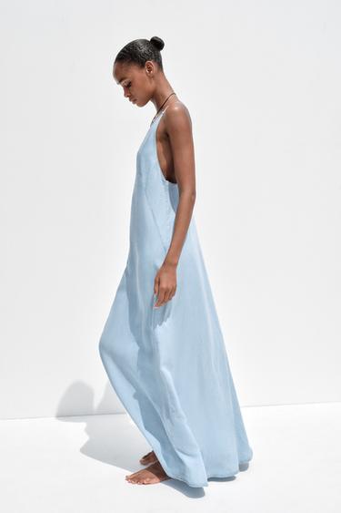 FLOWING MIDI DRESS - Light blue by Zara