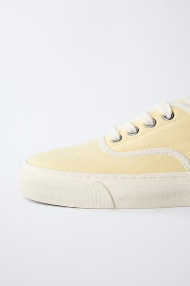 CASUAL LACE-UP SNEAKERS - Yellow by Zara - Image 3