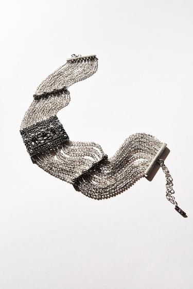 COLLAR CHOKER ABALORIOS FLORES - Plata de Zara