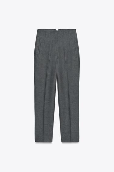 HIGH-WAIST TROUSERS - Grey marl by Zara