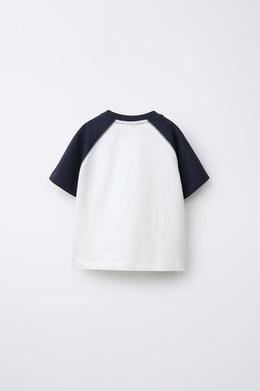 Zara RAGLAN SLEEVE T-SHIRT - Blue