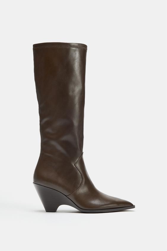BOTA TACÓN COWBOY - Marrón de Zara - Imagen 0